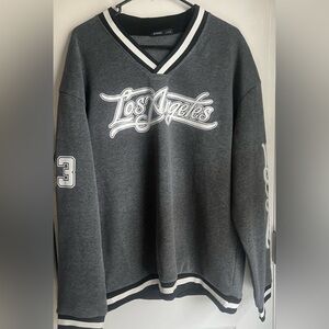 ROMWE Academia Men Letter Graphic Striped Trim Sweatshirt, School